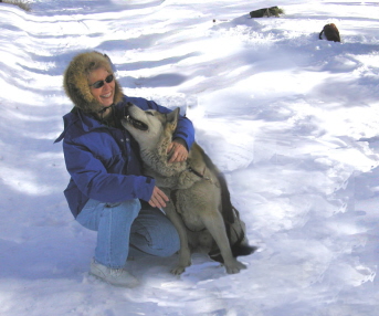 Judy with sled dog.