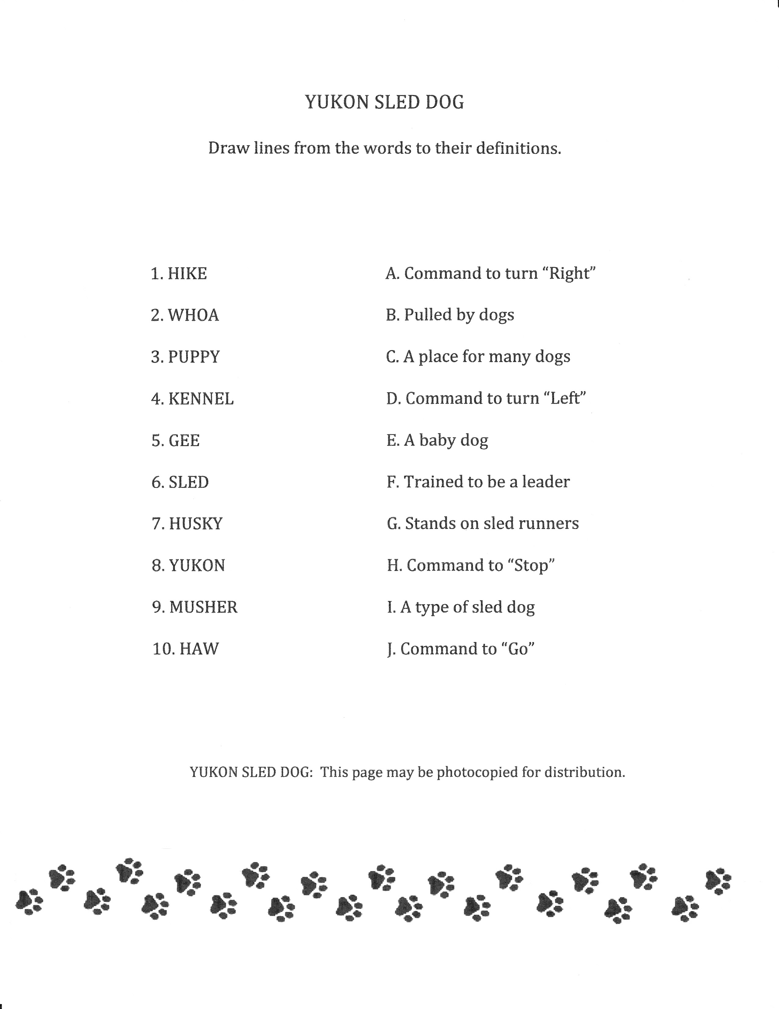 Matching Words.