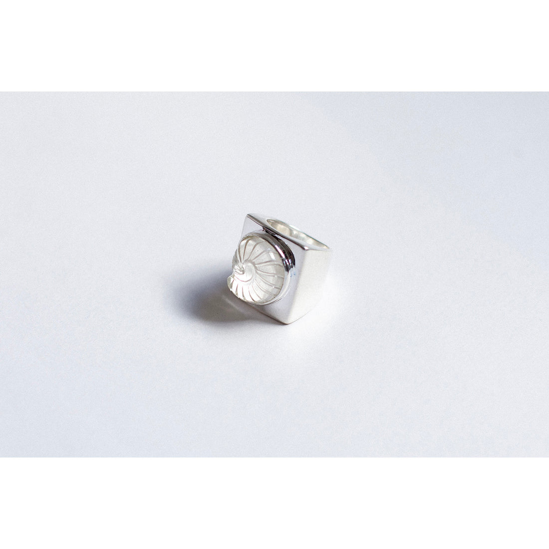 Nomia Carved Nautilus Shell Ring in Crystal